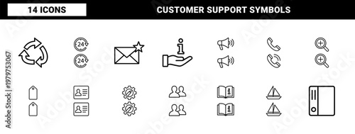 Minimalist information and instruction outline icon set
