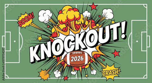 American Football Knockout 2026 Comic Style Explosion