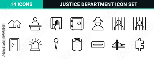 Minimalist law and justice outline icon set for legal services