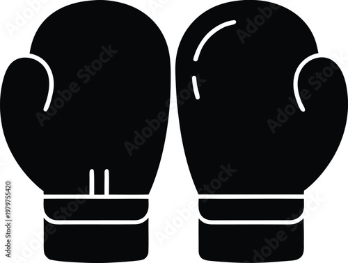 Boxing Gloves Are Shown In Black Color Vector, illustration