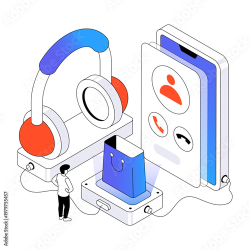 A unique design illustration of 24hr customer service 