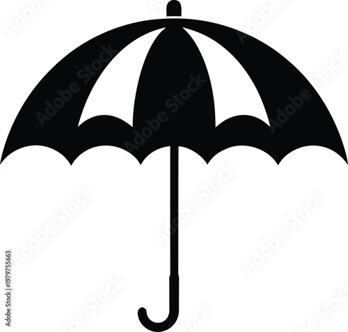 A Simple Black Umbrella Icon Vector, illustration