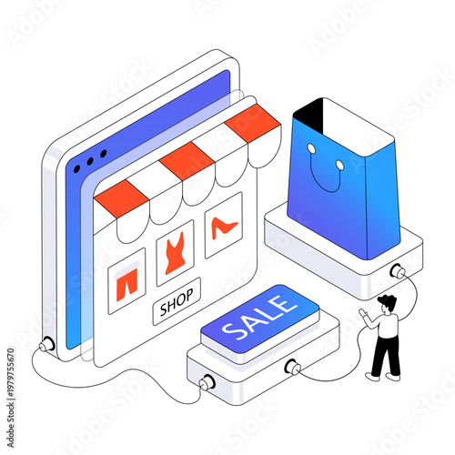 Editable design illustration of online shop