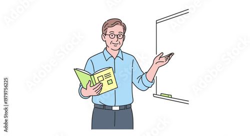 Man holding book and pointing.