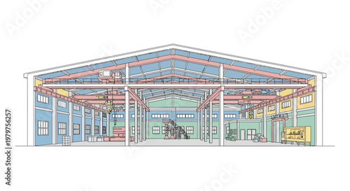 Large Industrial Building Construction Blueprint.