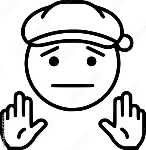 Line Art Icon of an Anxious Boy with Sweaty Palms and Shaking Hands