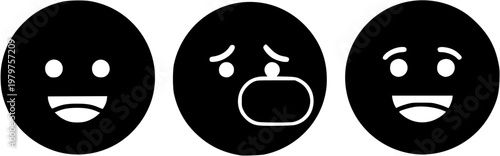 Three Grinning Teeth Faces Displaying Glee wide Smiles and Excitement