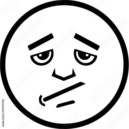 Exhausted Confused Expression Face Icon Bold Line Art