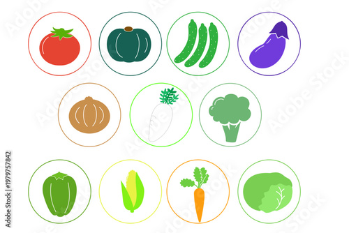 野菜のシンプルフラットアイコンセット 