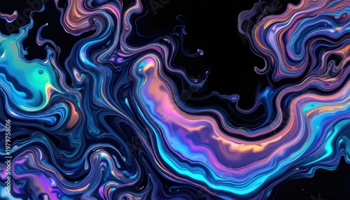 Vibrant Abstract Fluid Art Composition with Dynamic Swirls and Ethereal Color Transitions