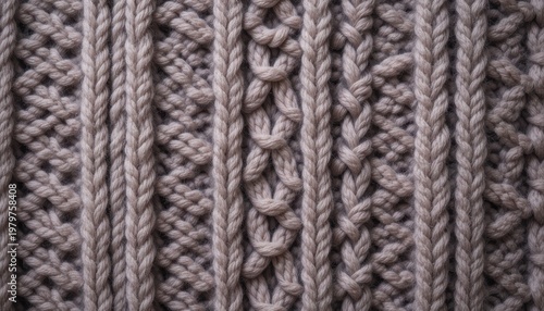 Detailed Knit Fabric Texture in Soft Brown Color Showcasing Intricate Patterns and Warmth