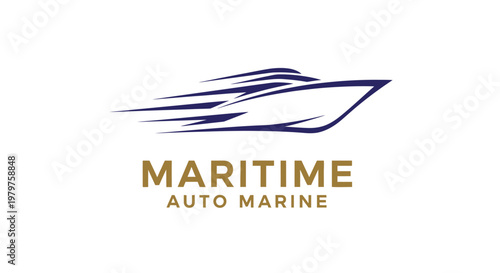 Elegant maritime logo featuring a sleek boat design for auto marine services.