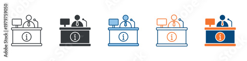 Information Desk Icon Set Multiple Style Collection