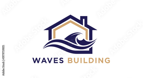 Waves Building Logo - A Modern Design Representing Coastal Construction.