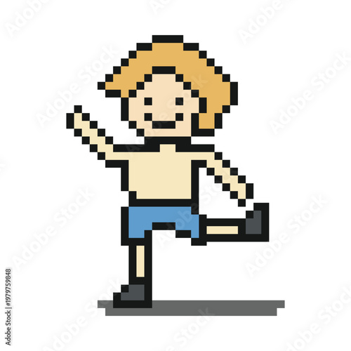 Cute man exercise workout in gym cardio with aerobic,dance,cartoon,character.