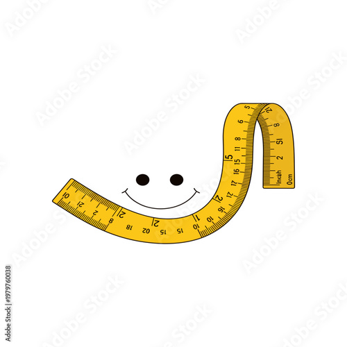 Flexible smiling measuring tape cartoon.