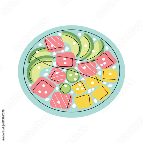 Sushi Plate with Sliced Cucumber Pieces.