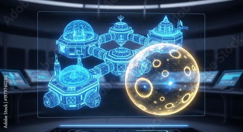 A digital illustration of a medical X-ray image of a human brain shaped like a blue Christmas globe decoration to represent a global technology network and holiday celebration on a winter planet