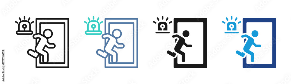 Fototapeta premium Emergency Exit icon set multiple style collection