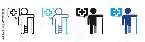 First Aid icon set multiple style collection