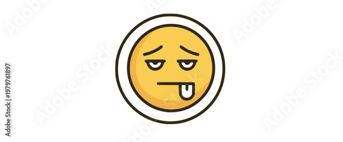 Color Line Art Emoji with Silly Winking Tongue Out Face