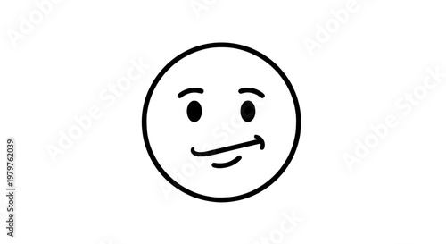 Minimalist Line Art Smirking Face with Raised Eyebrows