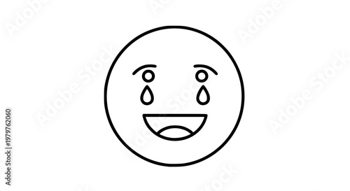 Joyful Laughing Line Art Emoji with Tears of Joy