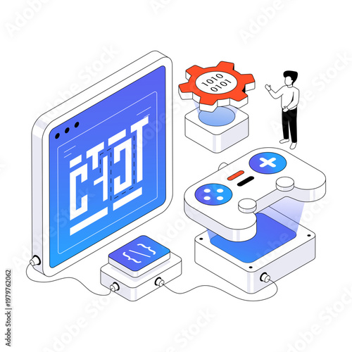 A unique design illustration of game development 