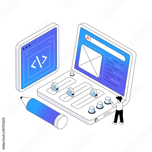 An illustration design of creating website 