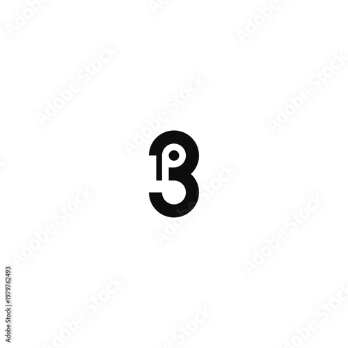 3 number and P letter negative space, black logo.