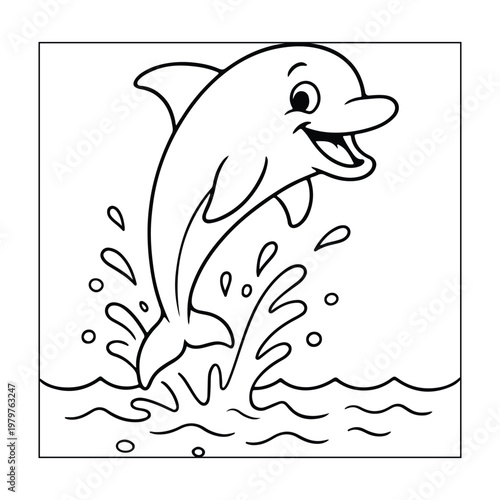 Dolphin splash water for coloring page