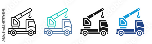 Service Crane icon set multiple style collection