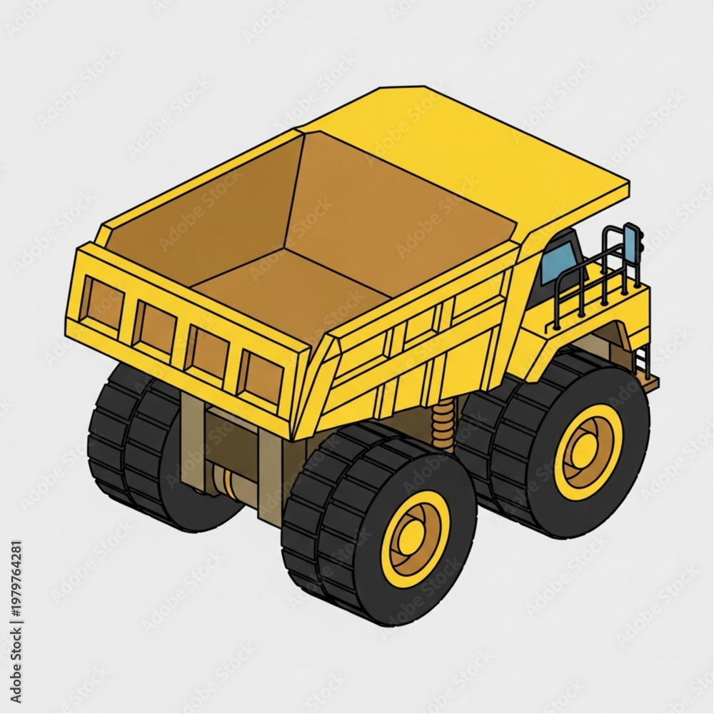 Obraz premium Yellow Dump Truck Toy Illustration.
