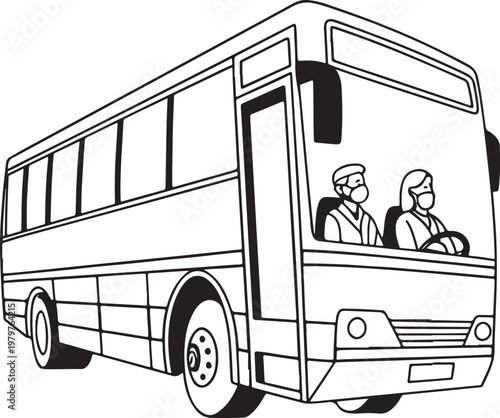 A vintage red double-decker tourist bus vector illustration provides iconic public transport for a city tour along an urban London street road