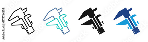 Caliper Tool icon set multiple style collection