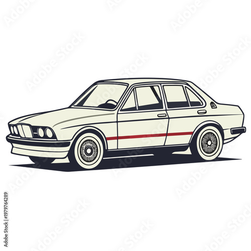 A sleek black retro sports car and vintage automobile vector illustration isolated on white for transport and speed