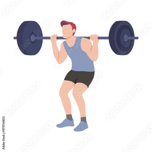 illustration of a man lifting weights against a white background