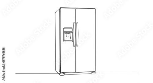 Modern Double Door Refrigerator Appliance.