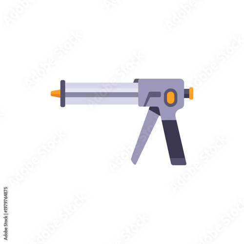plastic gray caulking gun, renovation equipment, colorful vector flat style illustration