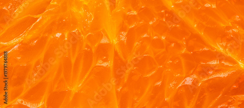 Foto Macro shot of fresh orange pulp texture background,Extreme close-up macro photography of fresh juicy orange fruit pulp