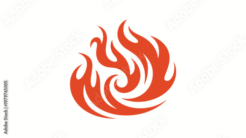 Bold fiery swirls form a dynamic flame symbol on a clean white background in this vibrant vector illustration