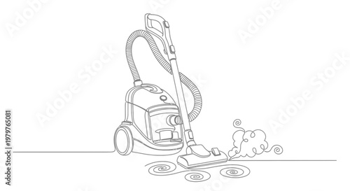 Vacuum cleaner sucking up coins floor.