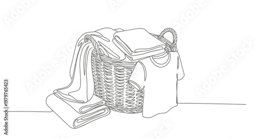 Picnic basket with towels and bag.