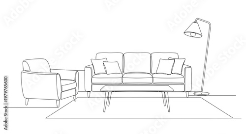 Modern living room furniture set interior.