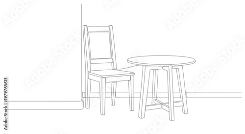 Wooden chair and small table furniture.