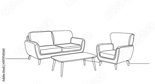 Modern sofa and armchair furniture set.