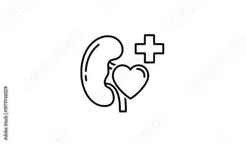 Kidney donate icon outline vector organ transplant awareness symbol