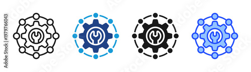 Mechanism icon set multiple style collection