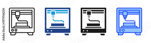 Cnc Machine icon set multiple style collection