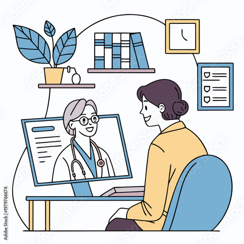 Online doctor consultation: patient engages in telemedicine call with video call